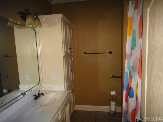 bathroom featuring vanity and tile patterned floors