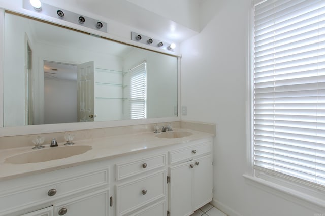 bathroom featuring vanity and tile patterned floors