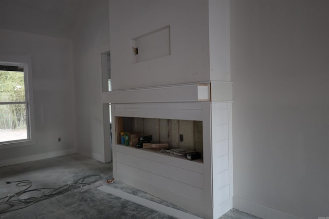 interior details featuring a fireplace