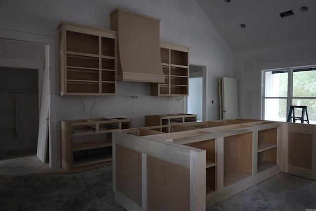 kitchen featuring vaulted ceiling