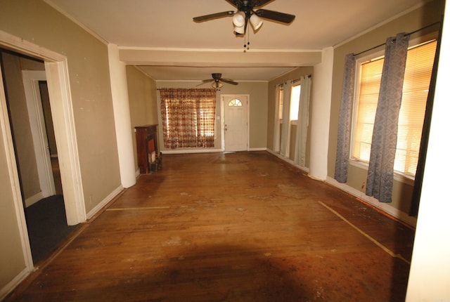 hall with dark hardwood / wood-style floors