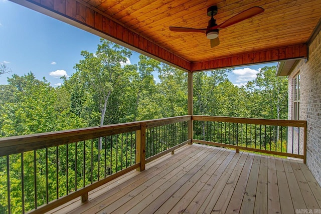 wooden terrace with ceiling fan