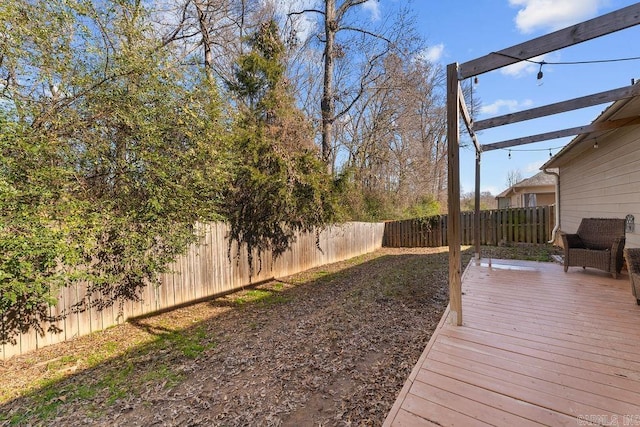 view of yard featuring a wooden deck