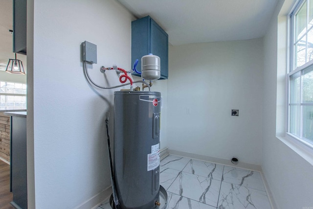 utility room with water heater