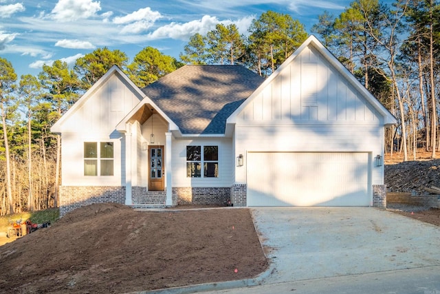 modern farmhouse with a garage