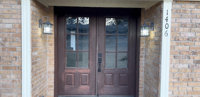 property entrance with french doors