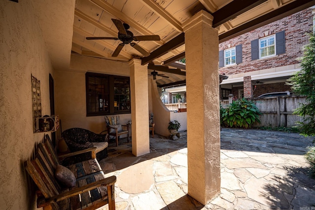 view of patio / terrace featuring ceiling fan