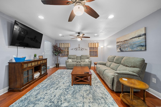 living room featuring hardwood / wood-style floors