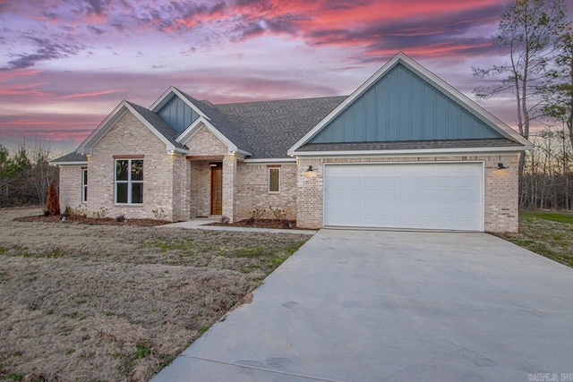 view of front of house with a garage