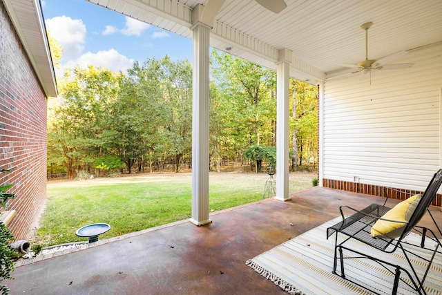 view of patio / terrace featuring ceiling fan