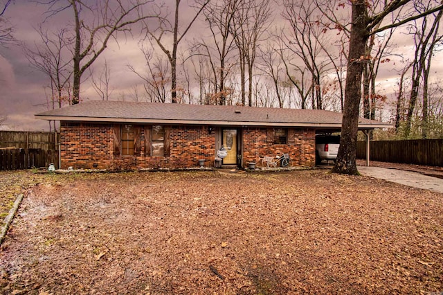 view of ranch-style home