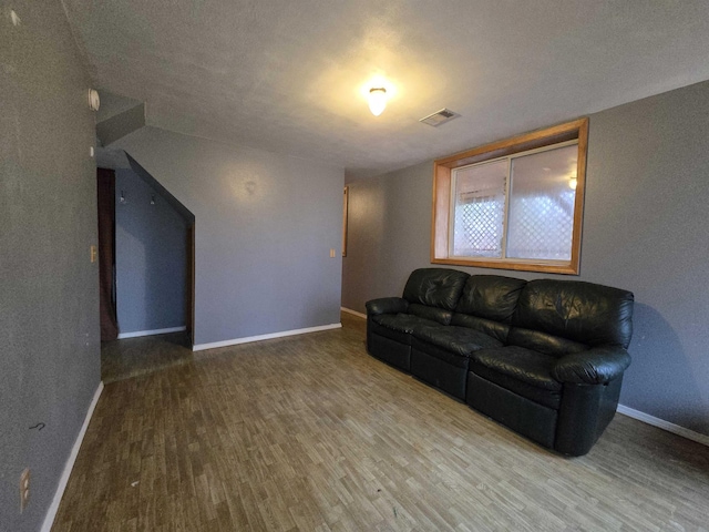 living room with light wood-type flooring