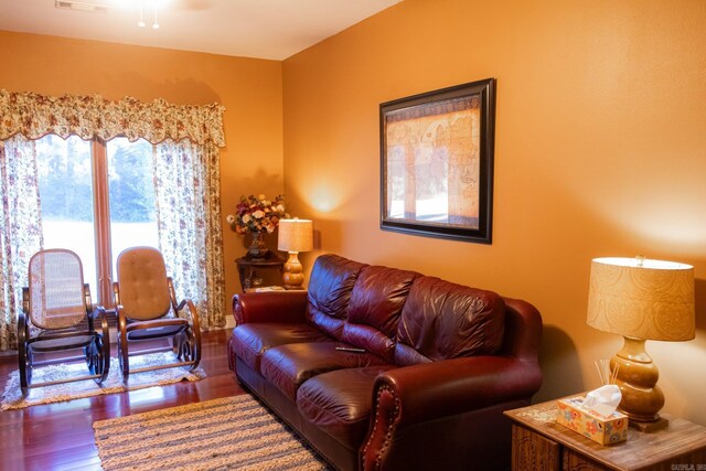 living room featuring hardwood / wood-style flooring