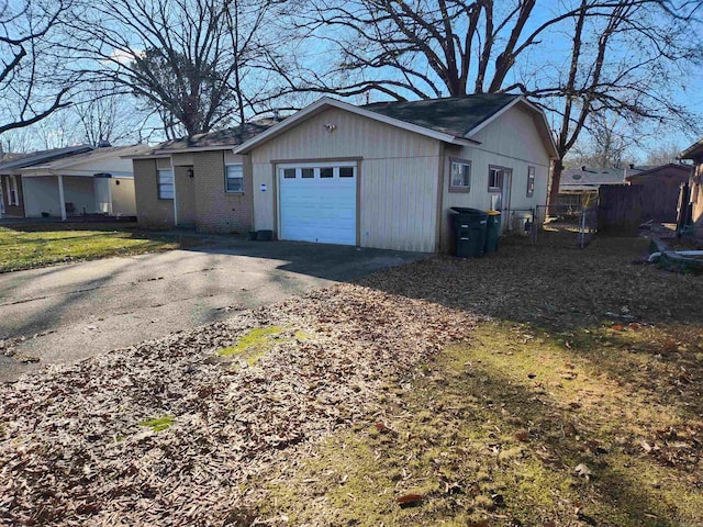 exterior space featuring a garage