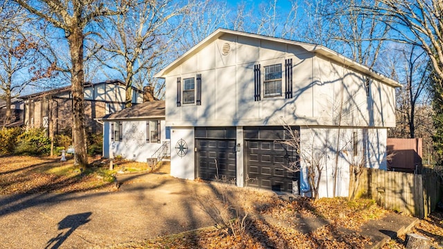 exterior space featuring a garage