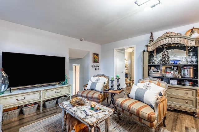 living room with hardwood / wood-style floors