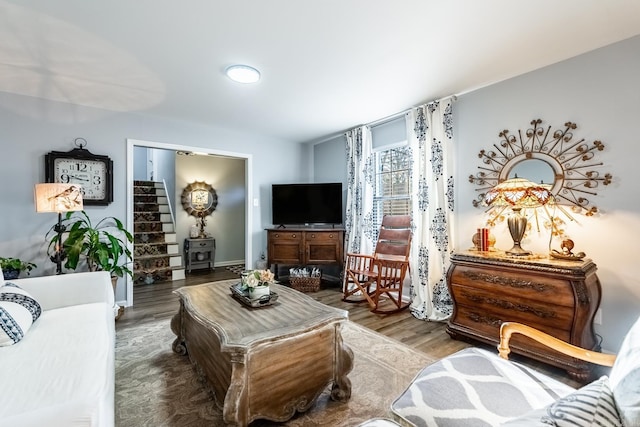 living room featuring wood-type flooring