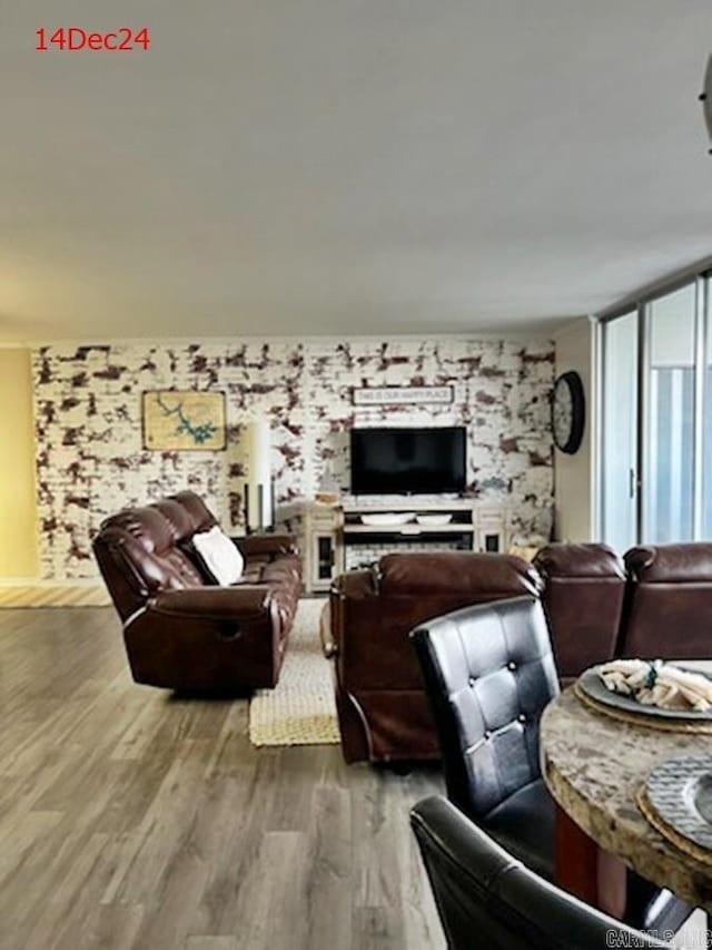 living room with wood-type flooring