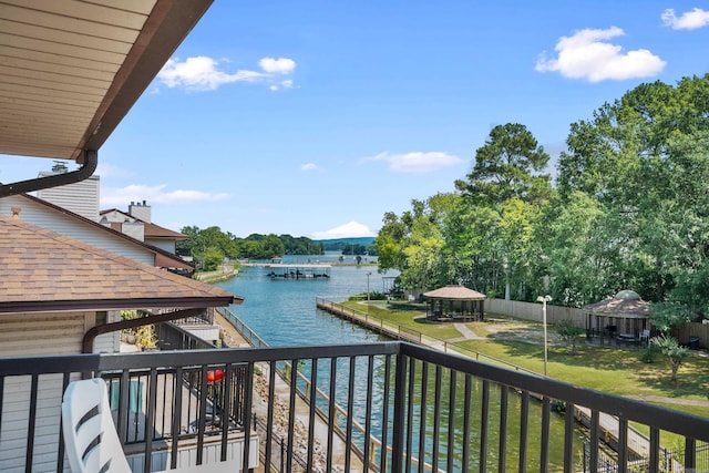 balcony with a water view