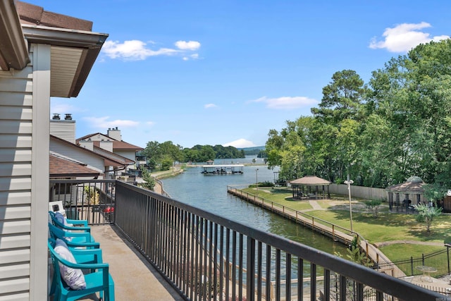 balcony with a water view