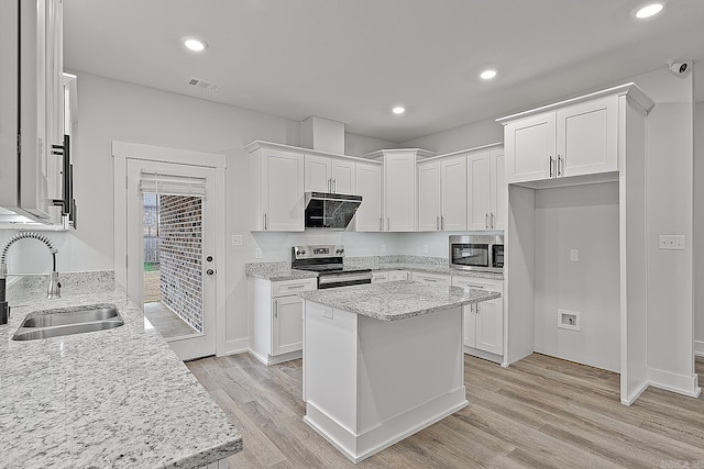 kitchen with white cabinetry, sink, and appliances with stainless steel finishes