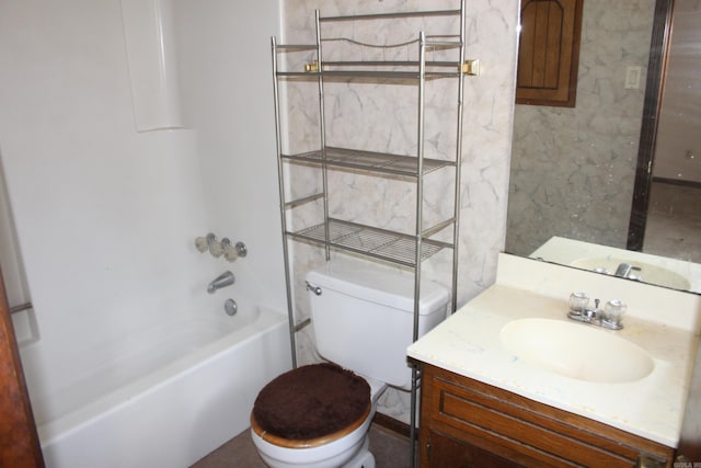 full bathroom featuring vanity, shower / bathing tub combination, and toilet