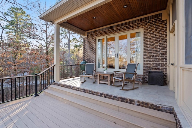 deck featuring french doors