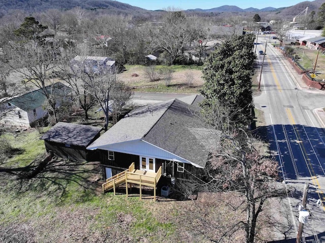 drone / aerial view with a mountain view