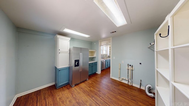 laundry room with dark hardwood / wood-style flooring, washer hookup, and hookup for an electric dryer