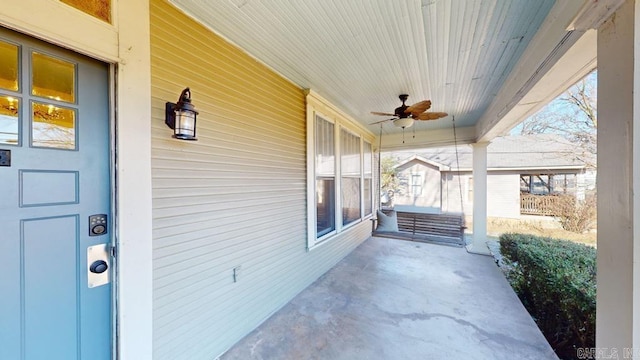 view of patio with covered porch and ceiling fan