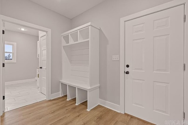 mudroom with light wood-type flooring