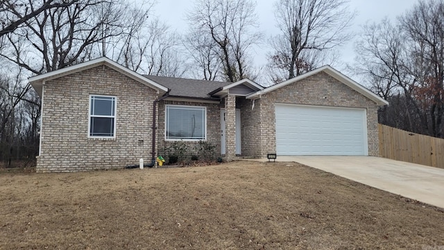 single story home with a garage