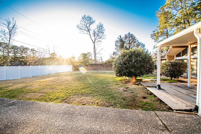 view of yard with a deck