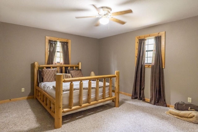 bedroom featuring carpet and ceiling fan