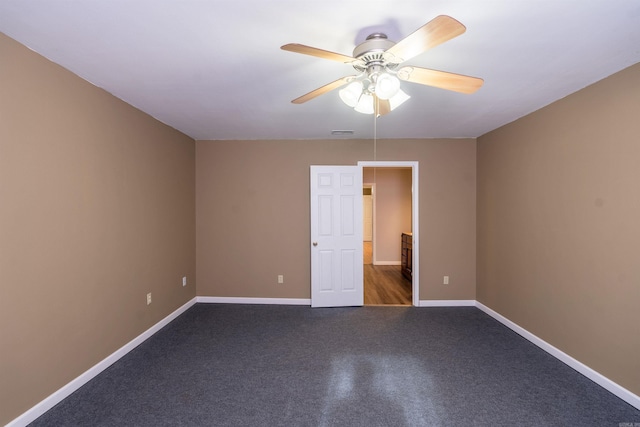 unfurnished room with ceiling fan