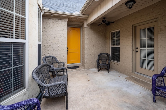 view of patio / terrace with ceiling fan