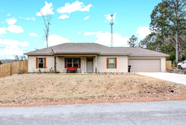 ranch-style house featuring a garage