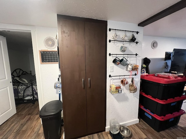 interior space with dark wood-type flooring