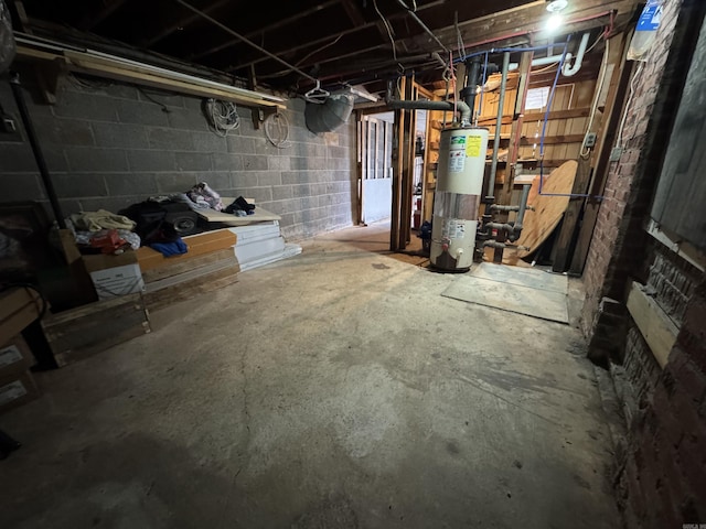 basement with gas water heater