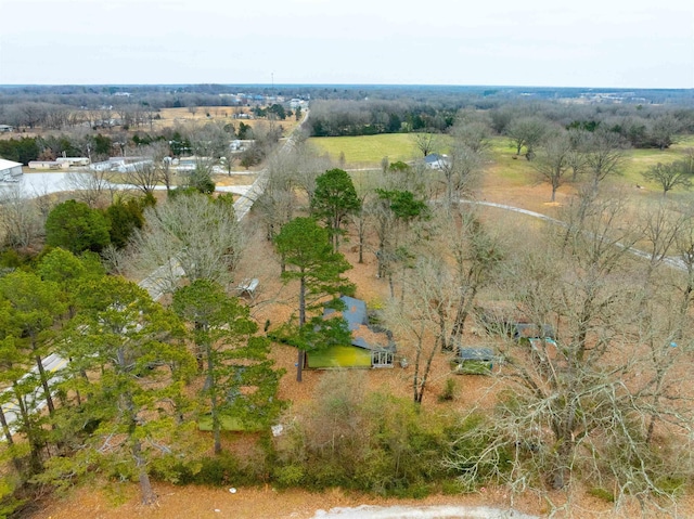 birds eye view of property featuring a rural view