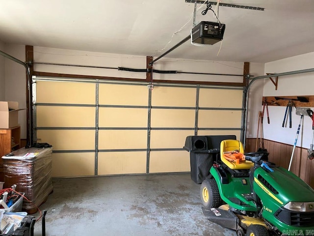 garage with a garage door opener