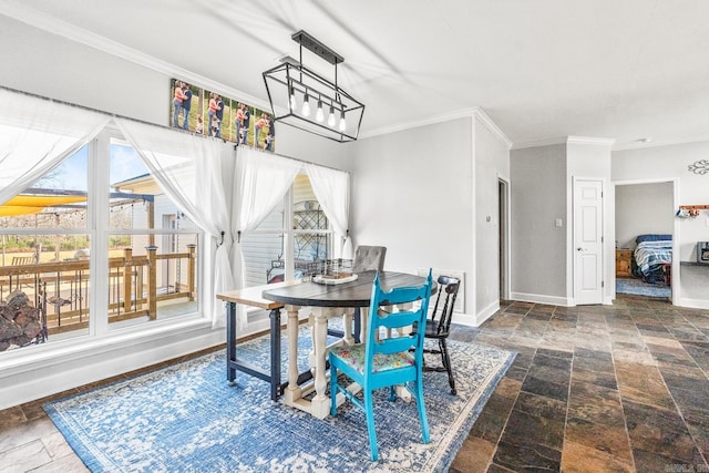 dining room with ornamental molding