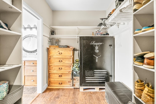 spacious closet with hardwood / wood-style floors