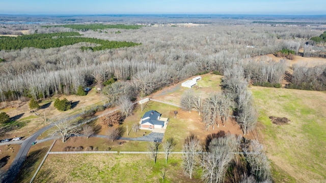 birds eye view of property featuring a rural view