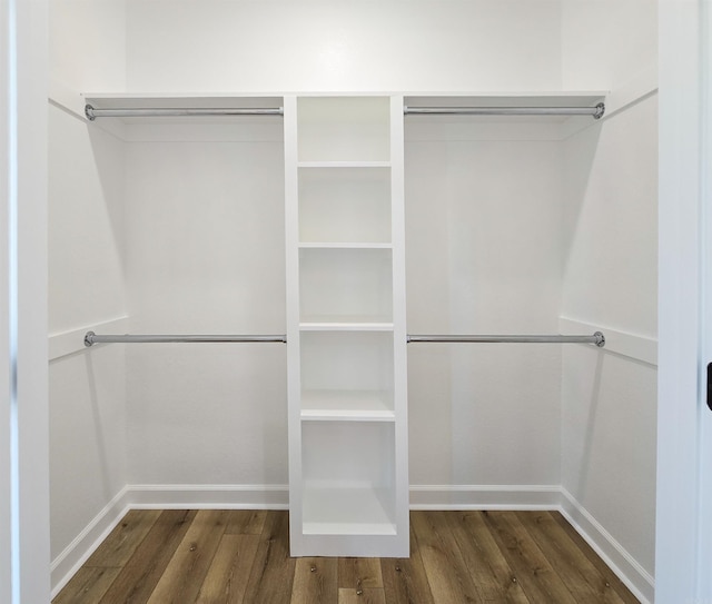 spacious closet featuring dark hardwood / wood-style floors