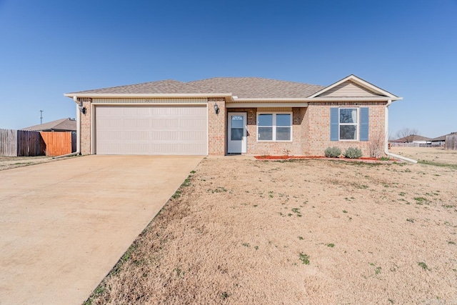 single story home with a garage