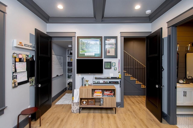 interior space with light hardwood / wood-style floors