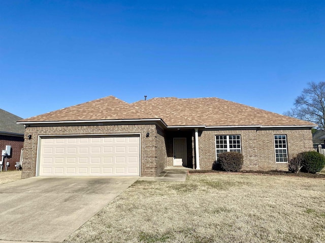 single story home with a garage