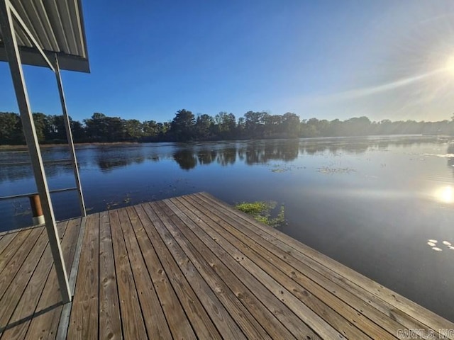 view of dock featuring a water view