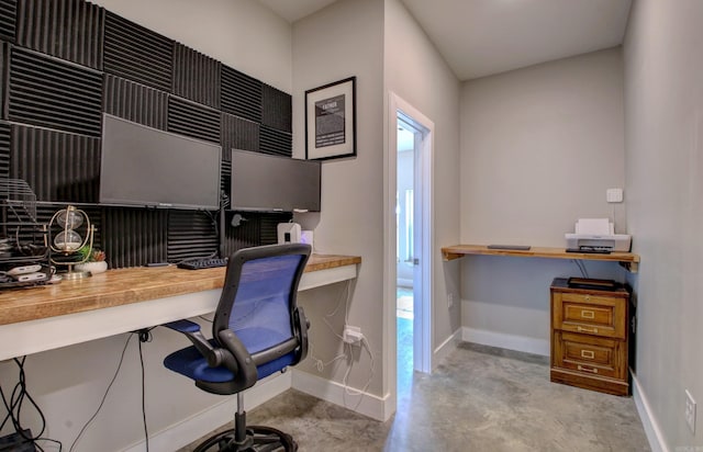 office area featuring built in desk